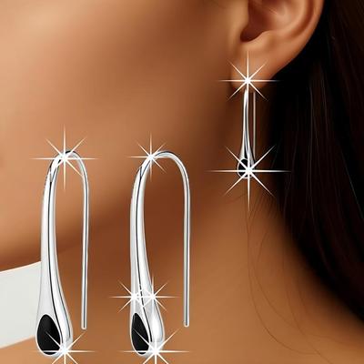 Modische klassische Tropfenohrringe mit schwarzem Stein, Ohrringe für Frauen, Tropfenohrring, Schmuck, Geschenk. Charmanter Stil, feiner Luxus