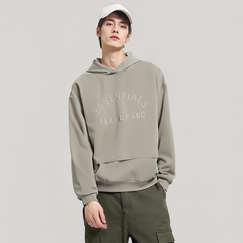 Fear of God Essentials Sudadera con Capucha de Forro Polar de Nailon Sello/Sello Hombre Tops Gris 202SP244325F
