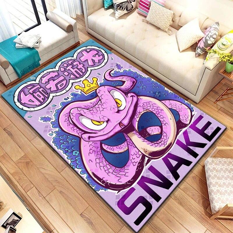 Zwölf chinesische Sternzeichen-Tiere malen Teppich für Wohnzimmer, großer Teppich, schwarzer weicher Teppich, Heimdekoration, Matten, Boho-Teppiche