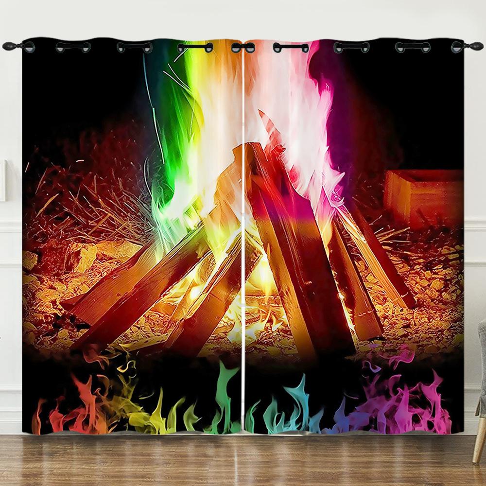 Vorhang Lagerfeuer 3D Digitaldruck Verdunkelungsvorhang Ösen