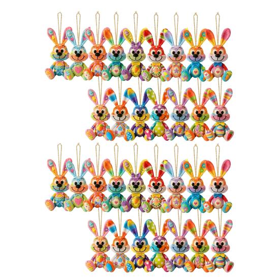 Easter Wooden Bunny Ornaments Farmhouse Rustic Wood Cutouts Hanging Decorations Spring Holiday Tree Ornaments for Home Party Decor