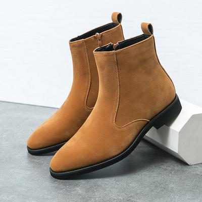 2024 Winter Hot Selling Men's Chelsea Boots Pointed Banquet Dress Boots British Style Trendy Men's High Top Shoes Warm Velvet