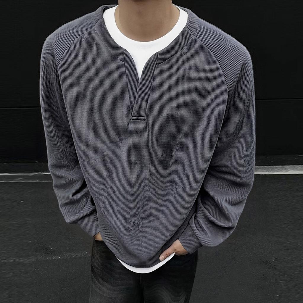 Sweatshirt For Men Long Sleeve Casual Pullover Tops Fall Clothes Fashion Solid Color Comfort Sweatshirts
