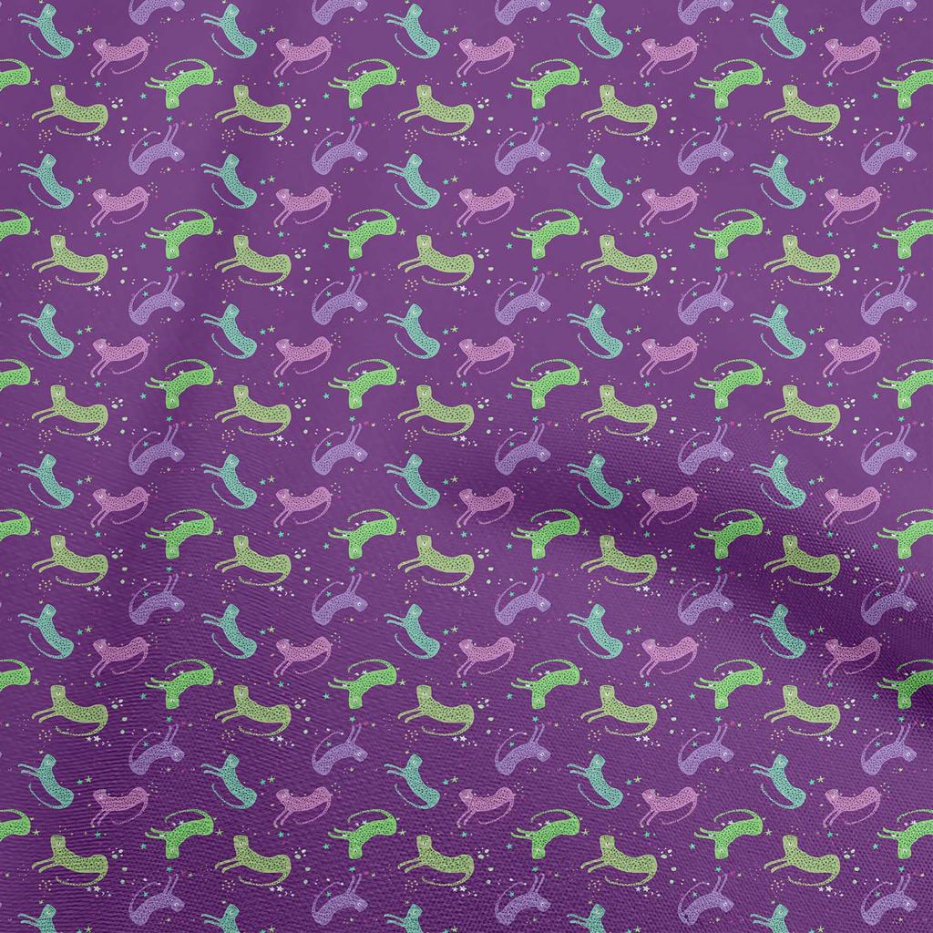 oneOone Cotton Flex Maroon Fabric Kids Leopard Sewing Material Print Fabric By The Yard 40 Inch