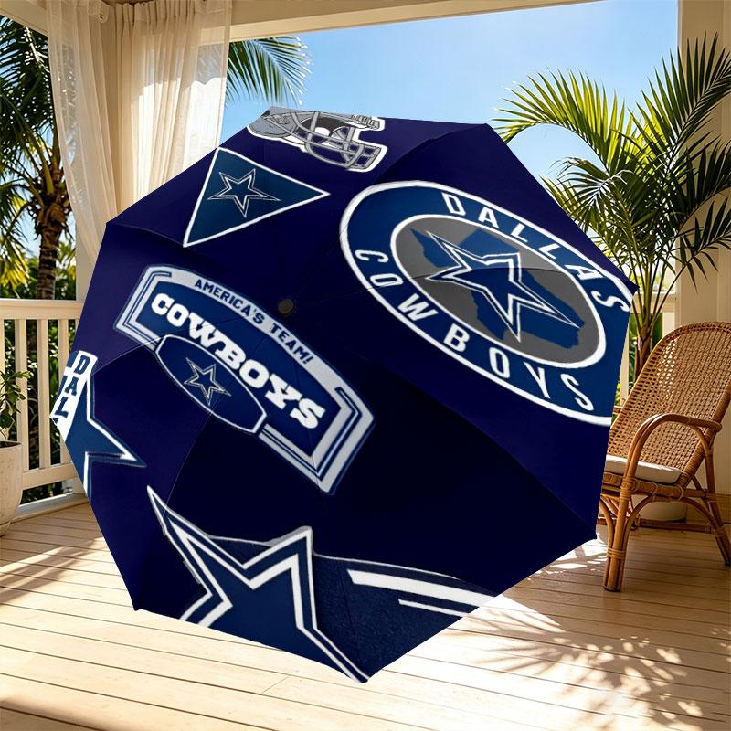 Dallas Cowboys Print Automatic Open Close Umbrella, Portable Foldable Umbrella, for Outdoor Commute Camping Trip, Ideal Birthday Gift