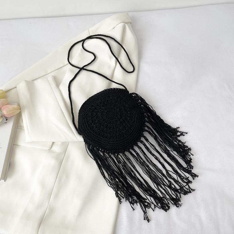 Handgefertigte Baumwollgewebte Gestrickte Quasten Umhängetasche Vintage Schulter Umhängetasche Damenmode Strand Sommer Handtaschen 2023 Tasche
