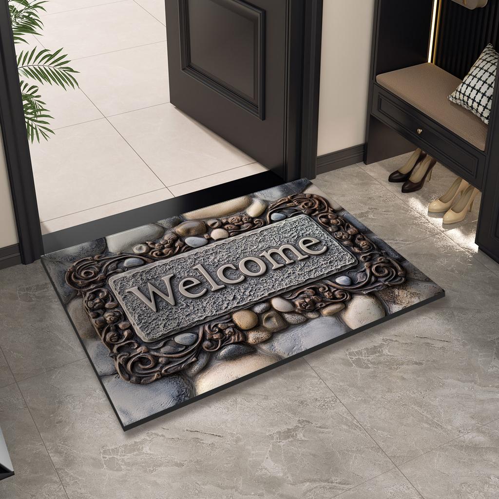 Vintage Welcome Doormat Entrance Door Mat Outdoor Front Room Rugs Foot Mat Hallway Carpet Floor Bathroom Bath Mats Washable