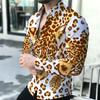 Vintage Leopard Print Shirt for Men Loose-Fitting Long Sleeve Fashionwear Summer Top