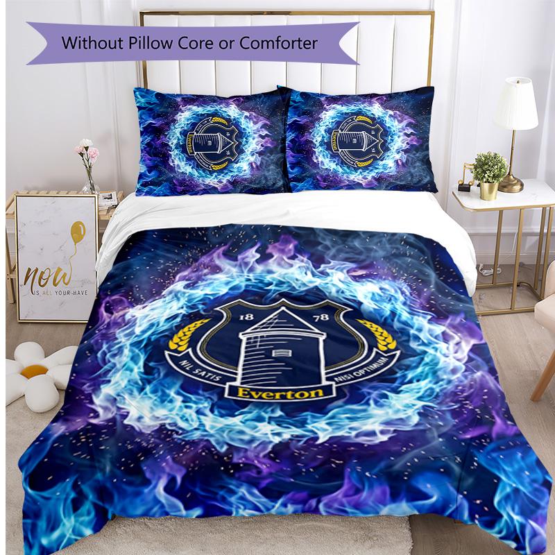 Set Lenzuola Everton Football Stampato 3 Pezzi, Comodo Set Copripiumino per Camera da Letto Amico della Pelle