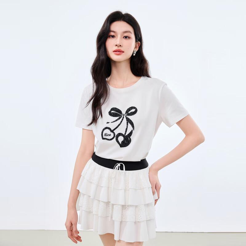 Women s Casual Embroidered Color-Block T-Shirt XL