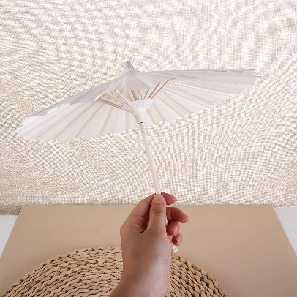 Vintage Blank Paper Umbrella DIY Chinese Umbrella Wood Drawing Umbrella  Wedding Party Favors
