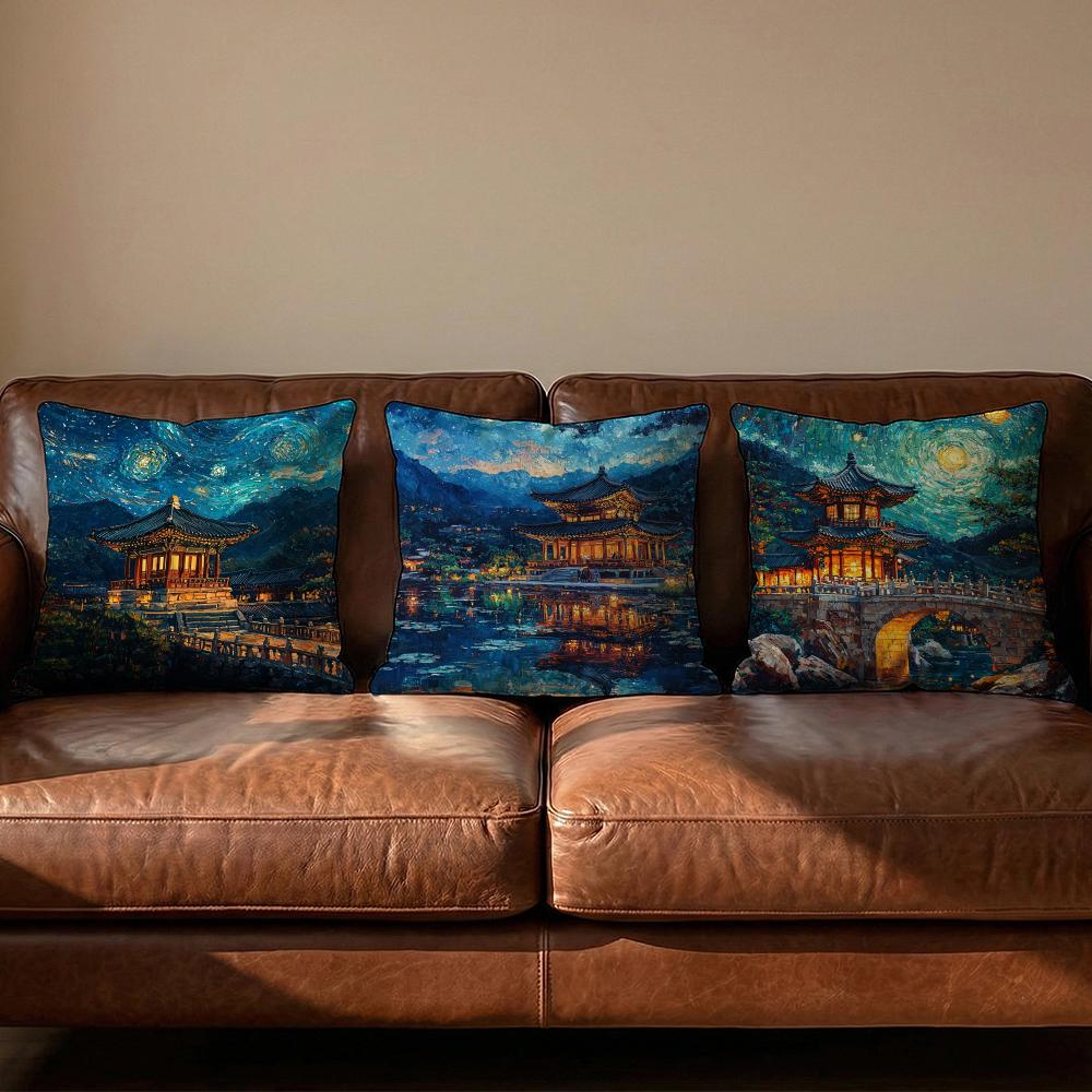 Korea Foguo Temple Cushion Cover Soft Reversible  Durable Pillow Cover  MultiScene Use for Home  Car Daily Comfort