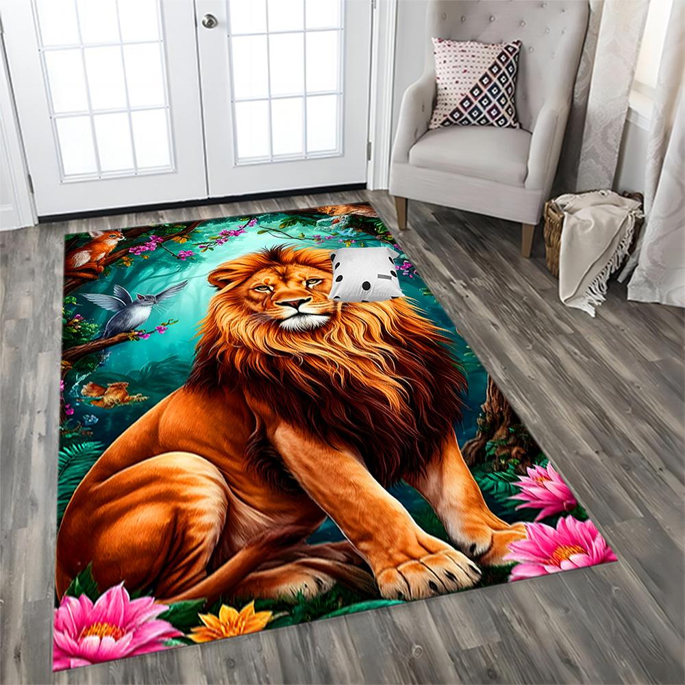 Lion Family In The Forest for Living Room Rug, BedRoom Rug, Study Room Rug, Hallway Decoration, Perfect for Home Decoration or Holiday Gifts