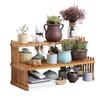 Multi-Layer Bamboo Flower Stand: Modern Succulent Bonsai Rack for Balcony, Bedroom, or Desktop.