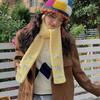 Japanese Korean Autumn Winter Girls' Lamb Wool Scarf Color Block Niche Dopamine Warm Neck Warmer