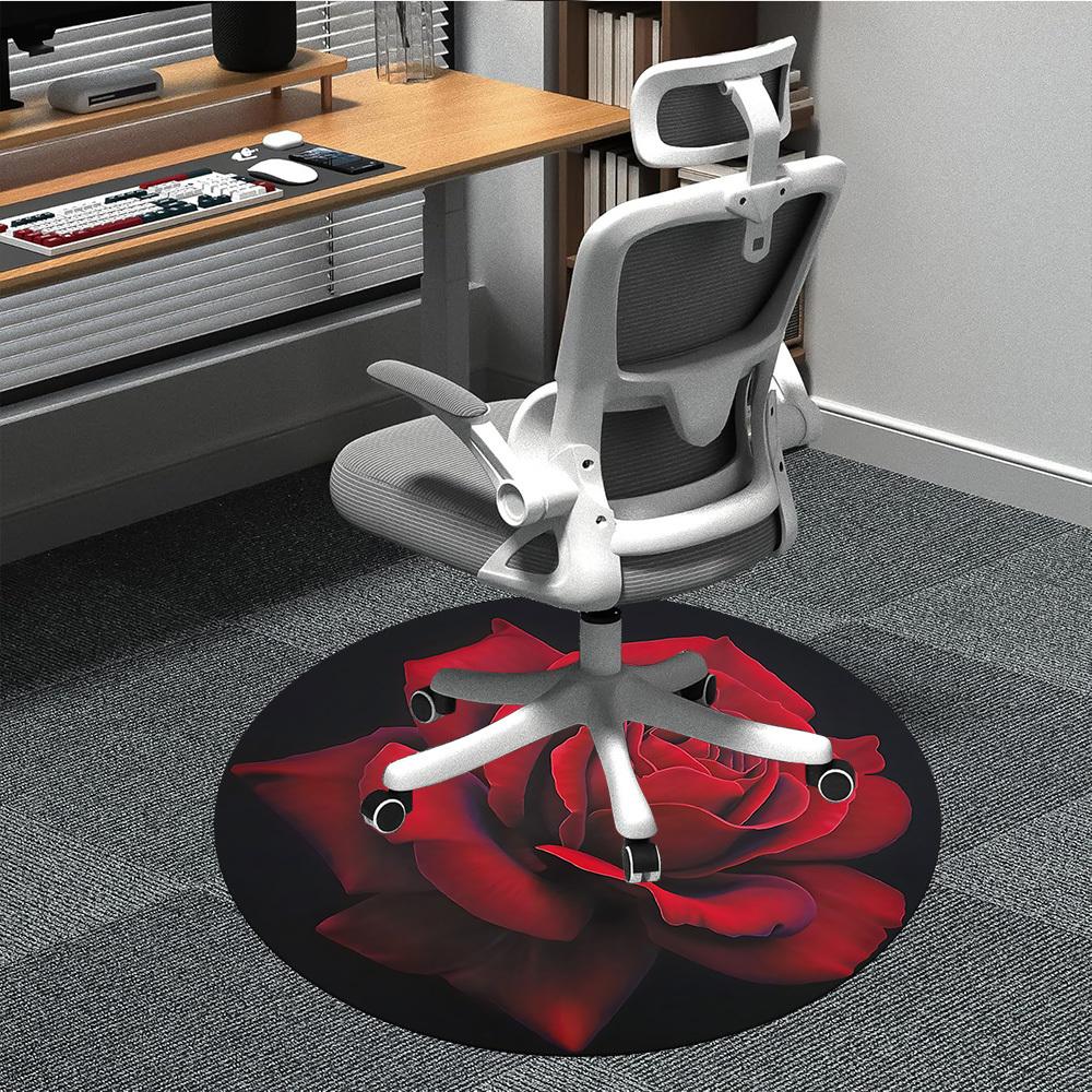 1pc Rose, Floral Carpet, Round Non Slip Durable Large Size Office Carpet, Suitable for Office