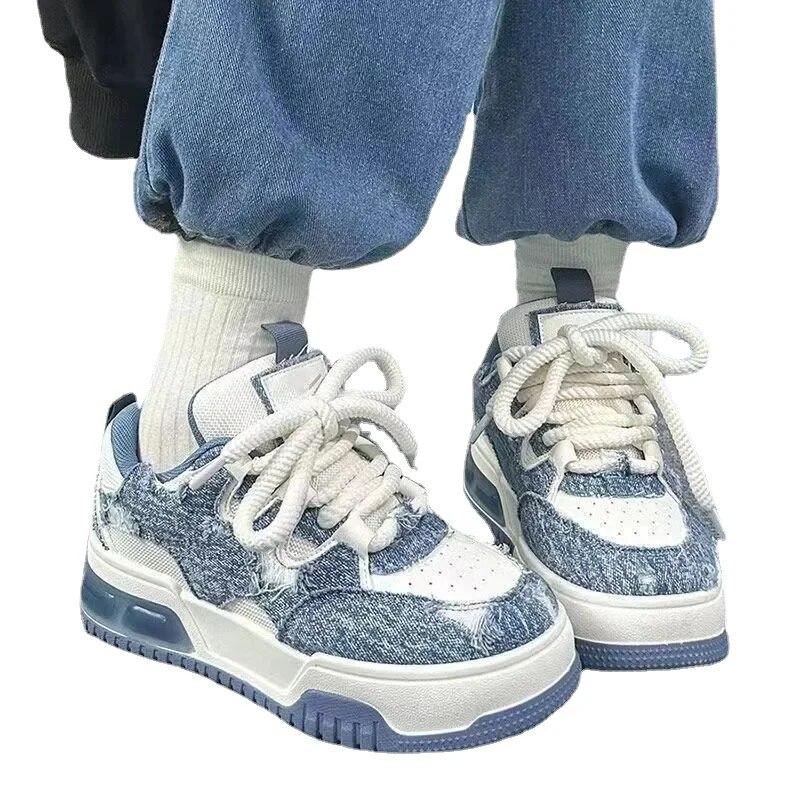 Women's Trendy Thick Elevated Shoes Four Seasons New Korean Edition Versatile Anti Slip Board Shoes Street Sports Casual Shoes
