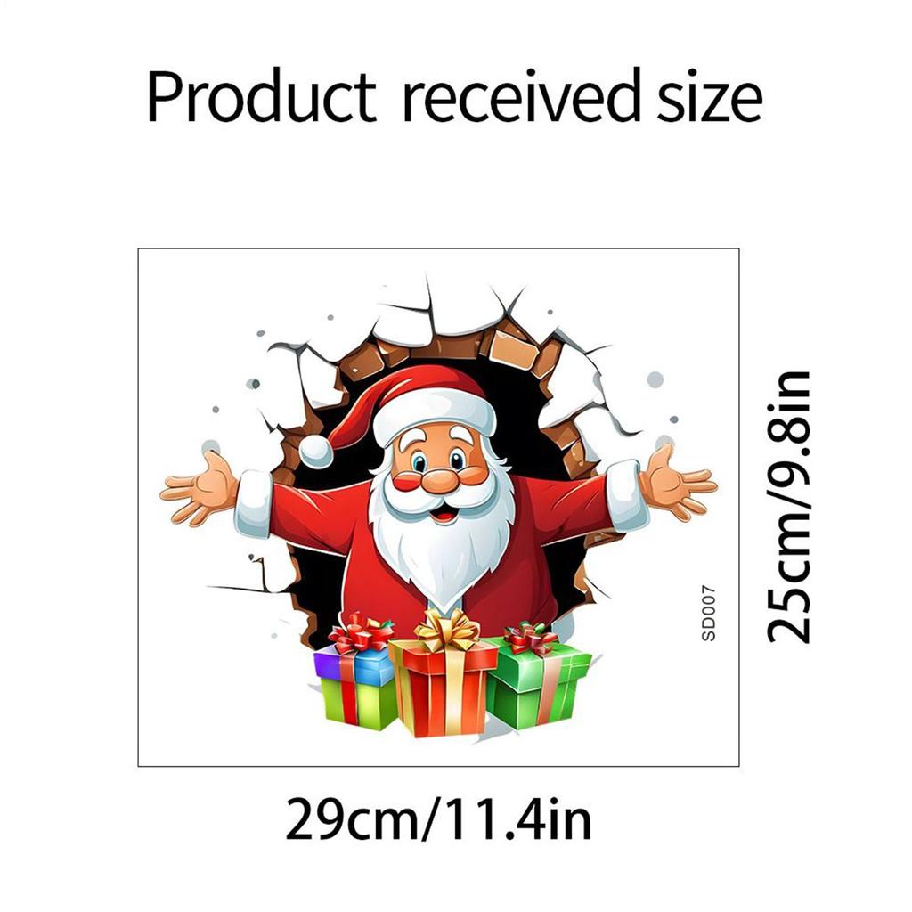 Santa Claus Break-Through Wall Decal PVC Removable Christmas Wall Window Sticker Toilet Stickers Home Christmas Decoration Gift