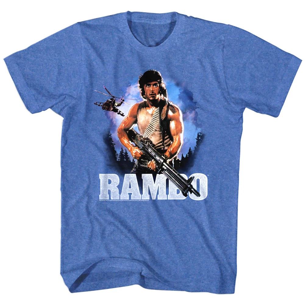 Rambo Movie Poster Helicopter Mens T Shirt Big Gun Wild Blue Yonder Army Soldier S