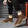 Botas de cuero cosidas a mano para hombre, zapatos de cuero informales de cuero genuino, botines para hombre