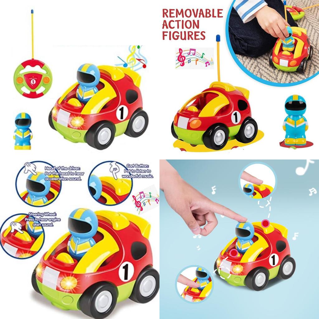Jakmean Cartoon Remote Control Car Police Car With Colorful Lights And Music For Kids
