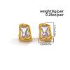 Salircon Exquisite Square Zircon 18K Gold Plated Square Stud Earrings for Women Exquisite Waterproof Stainless Steel Jewelry