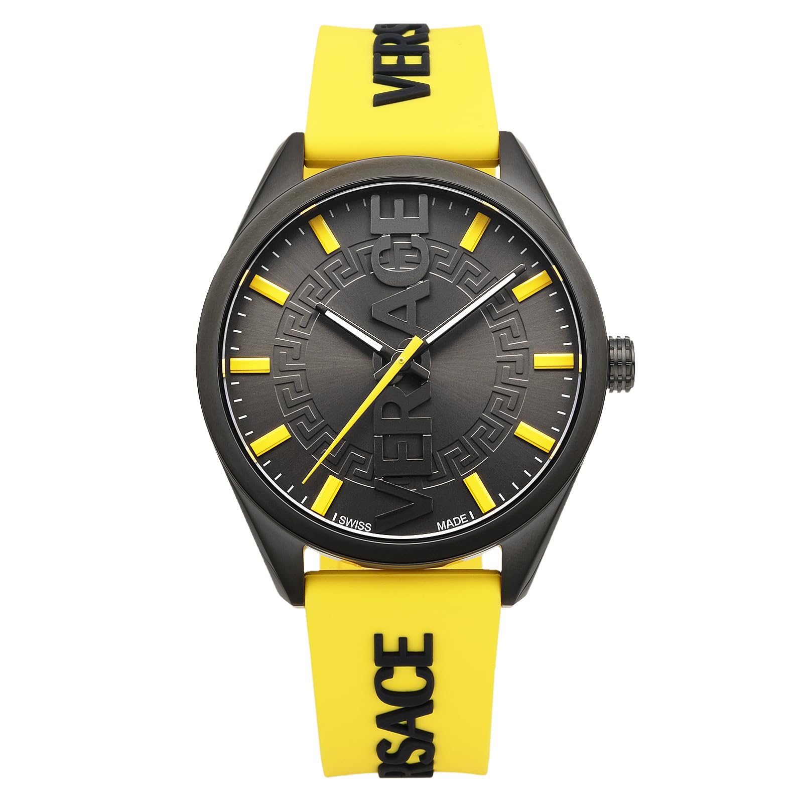 

Watch Black Dial Stainless Steel Sapphire Glass Quartz 42MM Swiss Watch VE3H00222 Yellow [Versace] V-VERTICAL Men s [Item]