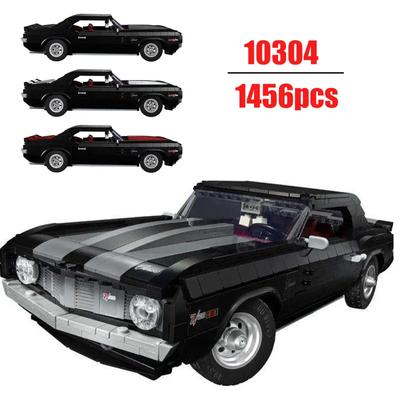 Technology Black Vintage Car Set Compatible with Muscle Car Assembly Block Boy Toy Christmas and Birthday Gift