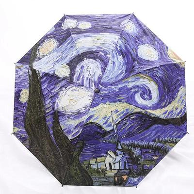 Van Gogh The Starry Night Oljemålning Paraply Sol Och Regn Anti-uv Paraply För Män Och Kvinnor Regn Parasoll Vikbar Paraguas