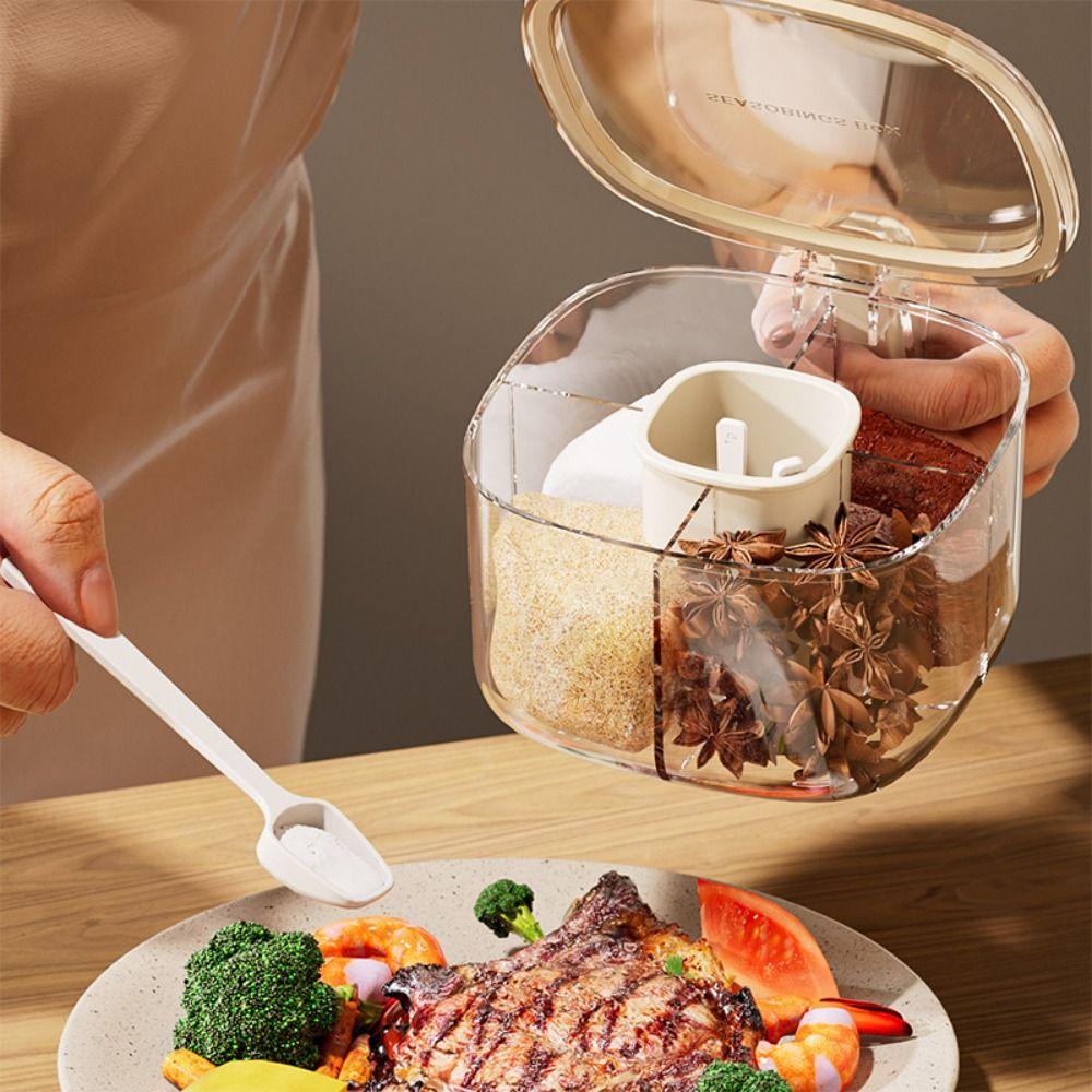 

Разделенный контейнер для приправ 4-в-1 с органайзером для ложек и специй, набор коробок для домашних приправ