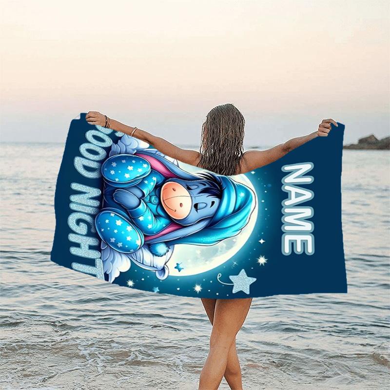 1pc Eeyore1 Beach Towel with Custom Name, Beach/Swimming/Bath/Picnic/Camping Towel, Suitable for Seaside Beaches