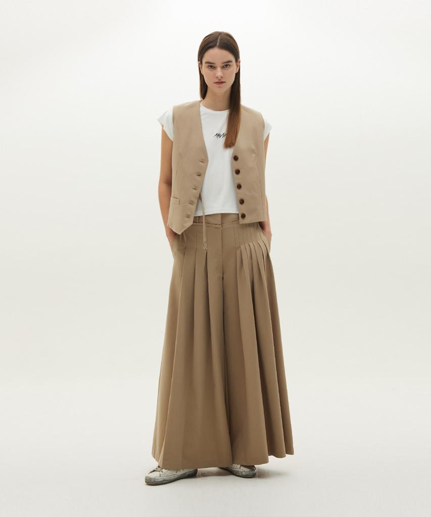 Meuameu Layered Pin Tuck Slacks