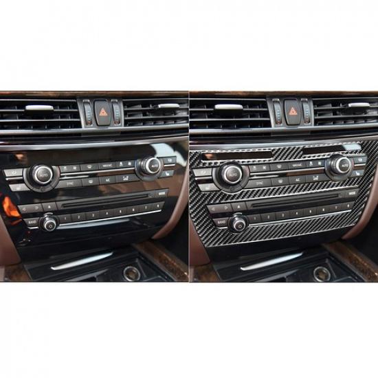 Console CD Control Panel Cover Trim For BMW X5 F15 X6 F16 2014-2017 Carbon Fiber