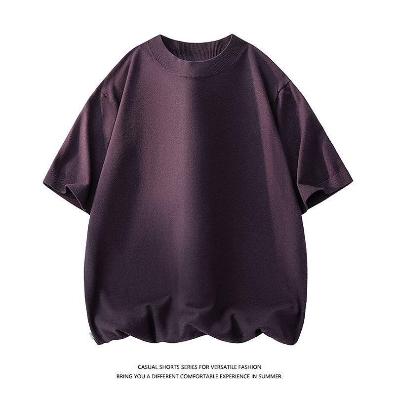 Men's Summer Wool Blend Half-High Collar Knit Short-Sleeve Sweater