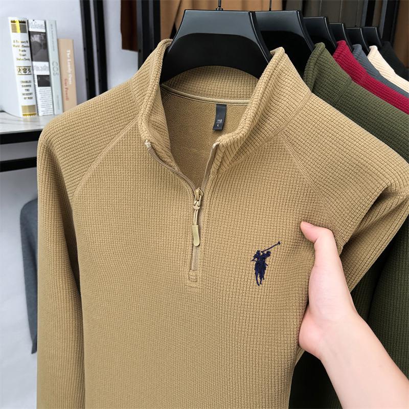 

Men s Half-Zip Stand Collar Long Sleeve Hoodie - Thickened Autumn Base Layer Casual Top Large хакі