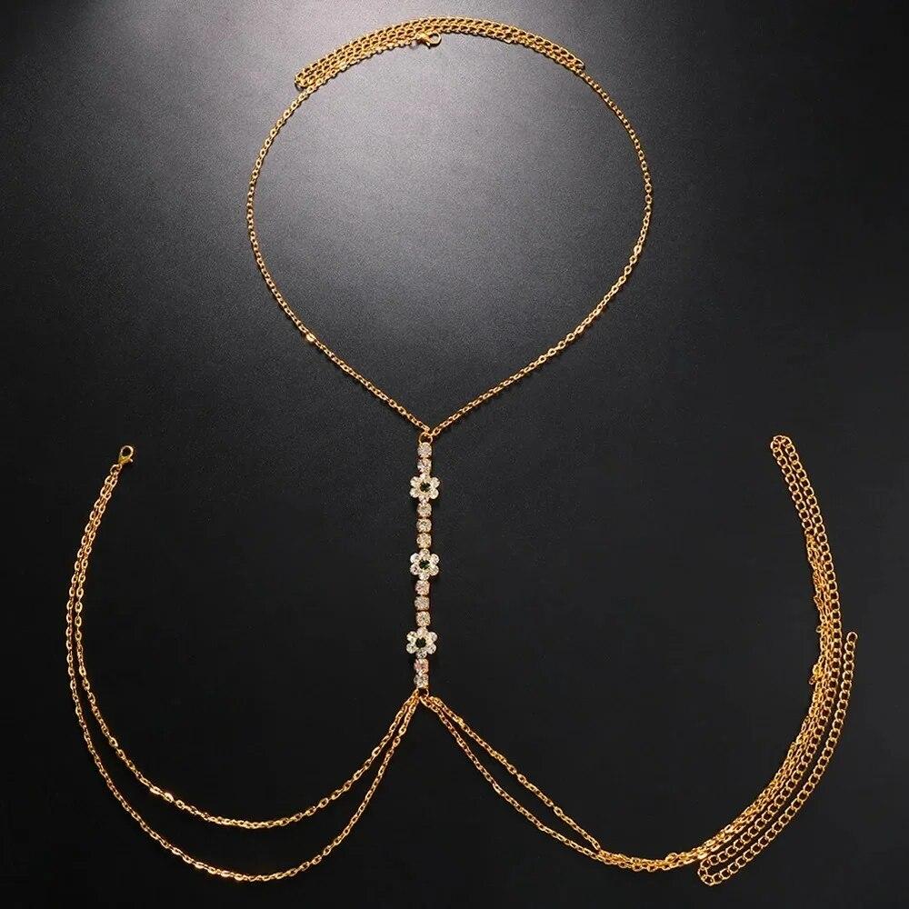 

Сексуальные цепочки со стразами, нагрудная цепочка, поясная цепочка, ювелирное изделие для груди и живота, ожерелье для женщин, аксессуары для праздничной одежды