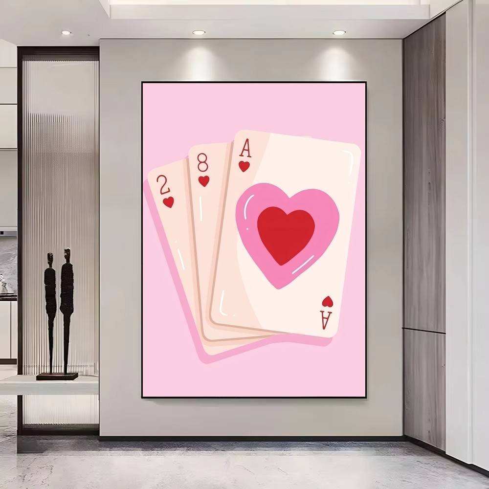 Cartoon Trendy Retro Aesthetic Pink Card Posters Fancy Wall Sticker for Living Room Bar Decoration Wall Decor