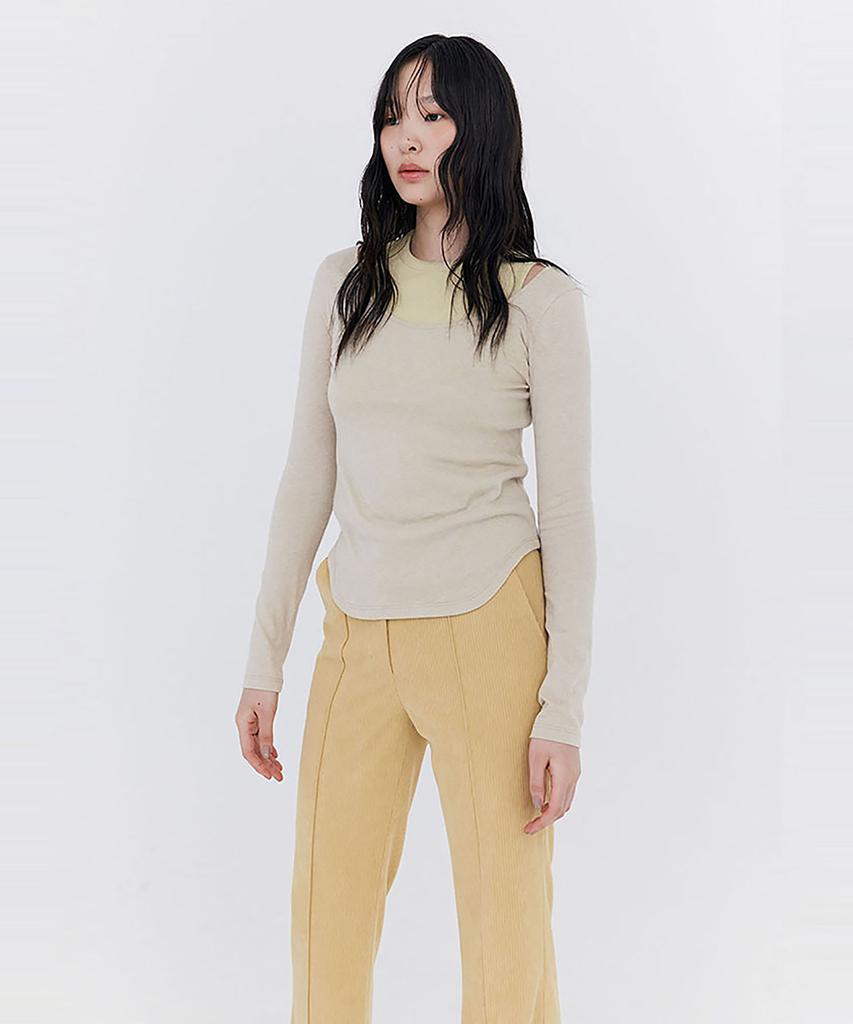 WNDERKAMMER Corduroy Semi-Bootcut Pants_Yellow
