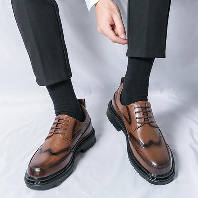 British Style Men's Wedding Party Formal Dress Genuine Leather Shoes Classic Outdoor Antiskid Business Thick Bottom Oxford Shoes