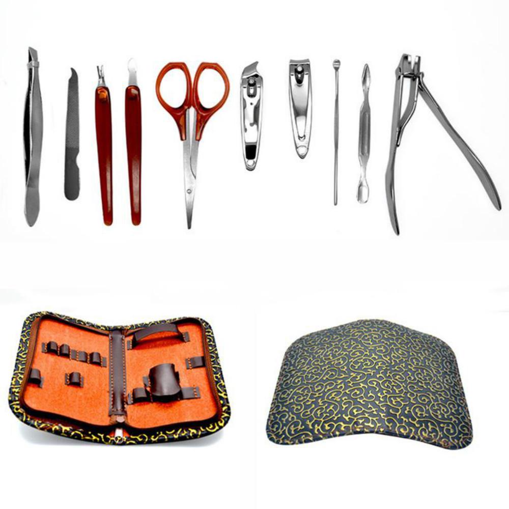 10pcs/set Nail Clipper Cutters Kit Nail Care Tools Set Scissor Tweezer Knife Ear Pick Manicure Set