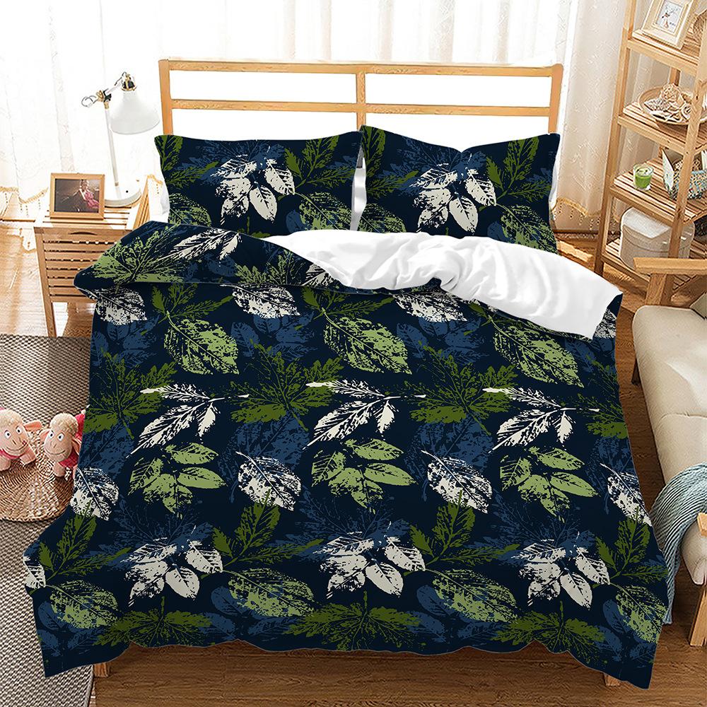 Bedding Three-Piece Set Quilt Cover Pillowcase 3D Digital Printing Plant Leaf Fruit Kit