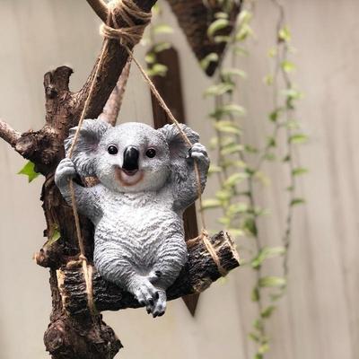 Lovely Swinging Koala Bear Hanging Statue Outdoor Figurines for Patio Yard Garden Decor