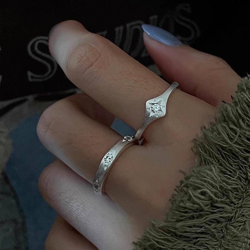 925 Silver Zircon Rings For Women Stars Frosting Design Trend Minimalism Jewelry Party Gift