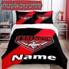 3pcs Duvet Cover Set (1*Duvet Cover + 2*Pillowcase, Without Core), Custom Name Essendon Football Pattern Bedding Set, Home Bedroom Decor Gift