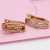 Purple Gold Classic Rhombus Zircon Earrings Luxury Rose Gold Square Hollow Ear Buckle Jewelry