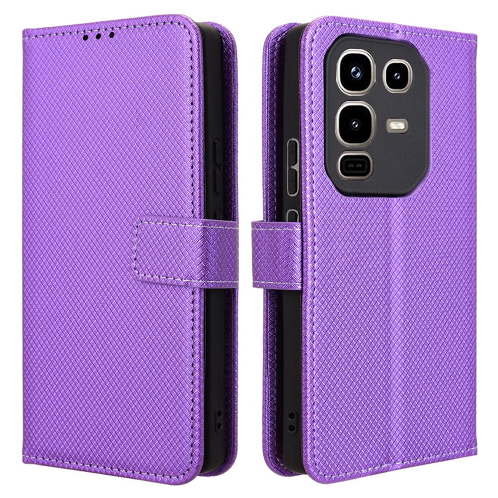 

Чохол-гаманець з текстурою діаманта з PU шкіри для Infinix Note 50 Pro 4G/Note 50 4G Purple