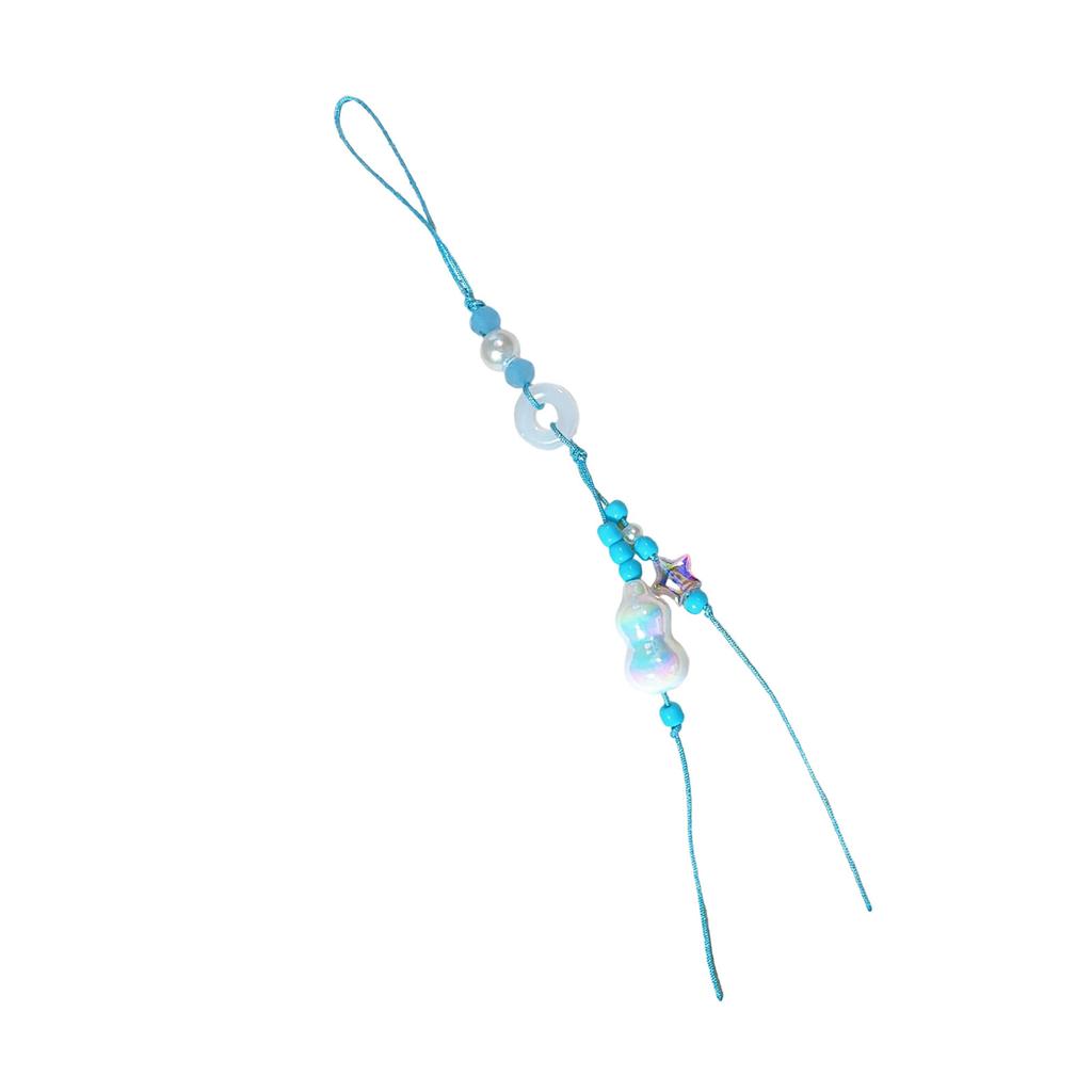 Handmade Lucky Gourd Charm Acrylic Bead Keychain for Phone Comfortable Braided Cord Key Chain Women Bag Decorations