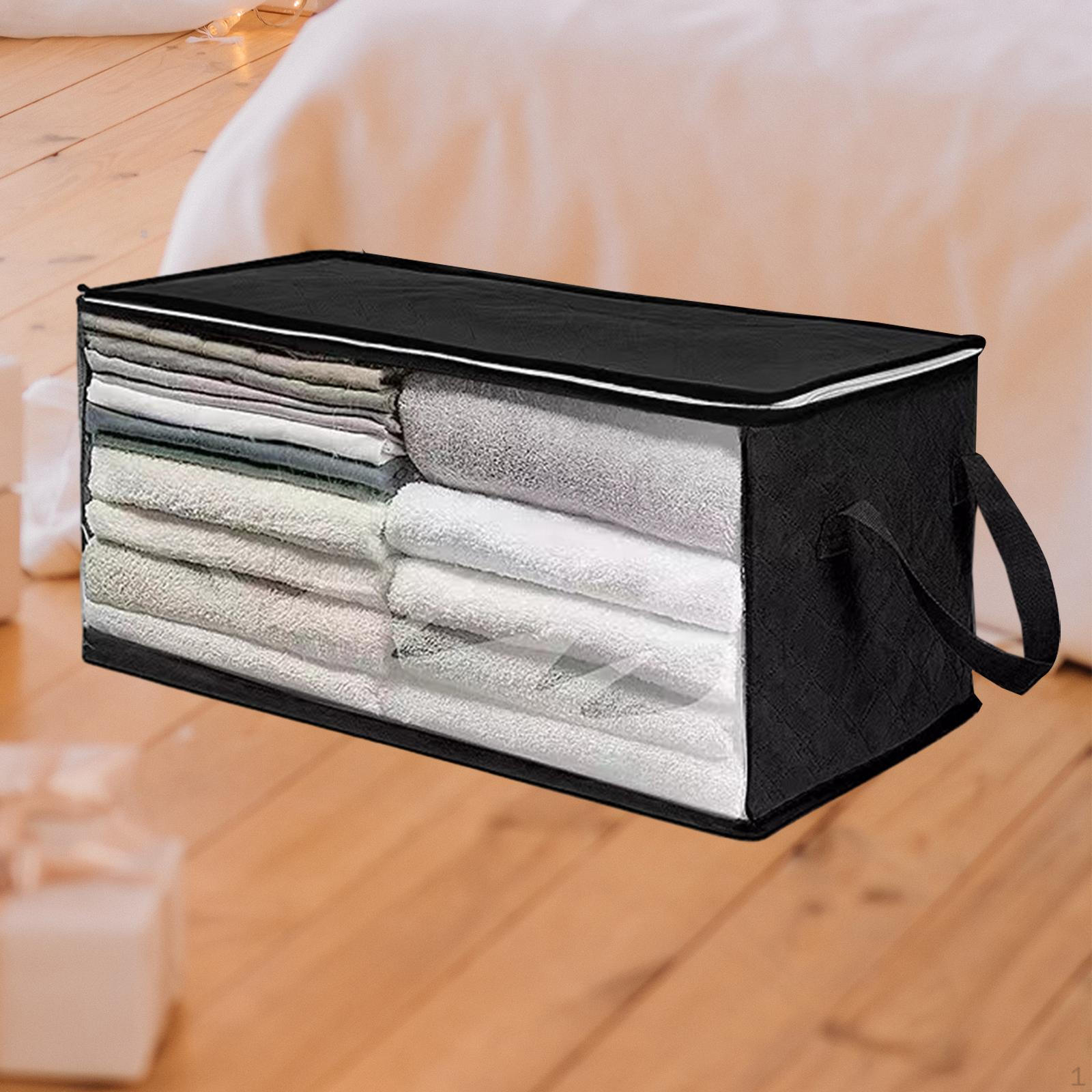 

Сумка для хранения одеял, контейнер для постельных принадлежностей, просторное прозрачное окно для хранения домашней обуви чёрный