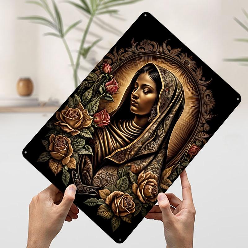 Die Jungfrau von Guadalupe Blechposter Benutzerdefinierte Wandkunst Vintage Metallschilder Retro Blechschild zur Dekoration Schlafzimmer Haus Zuhause