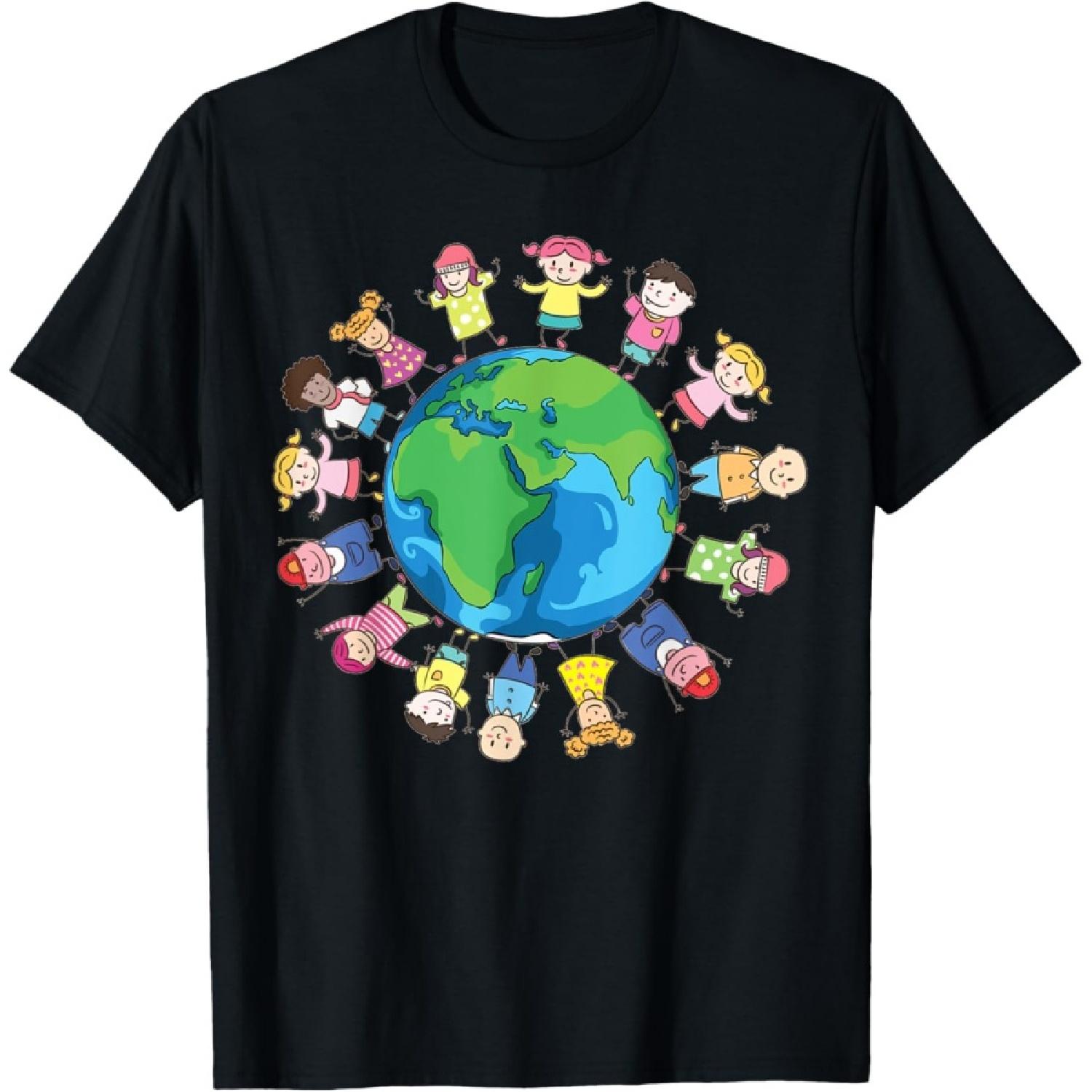 Happy Earth Day Children Around the World Fuuny Planet Save T-Shirt(1) S